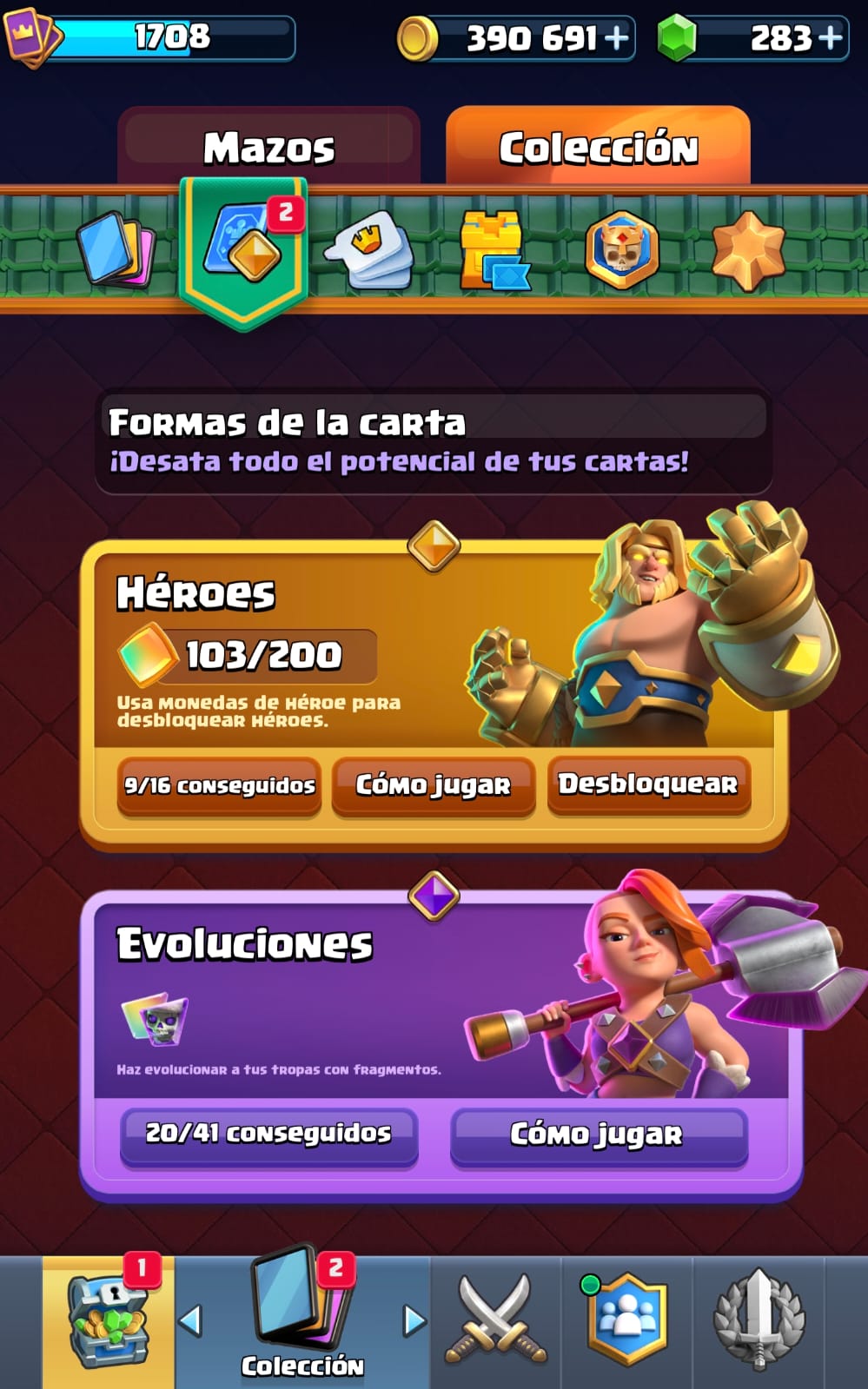 CLASH ROYALE | 1708 CARTAS  | 9 HEROES | 20 EVOLUCIONES