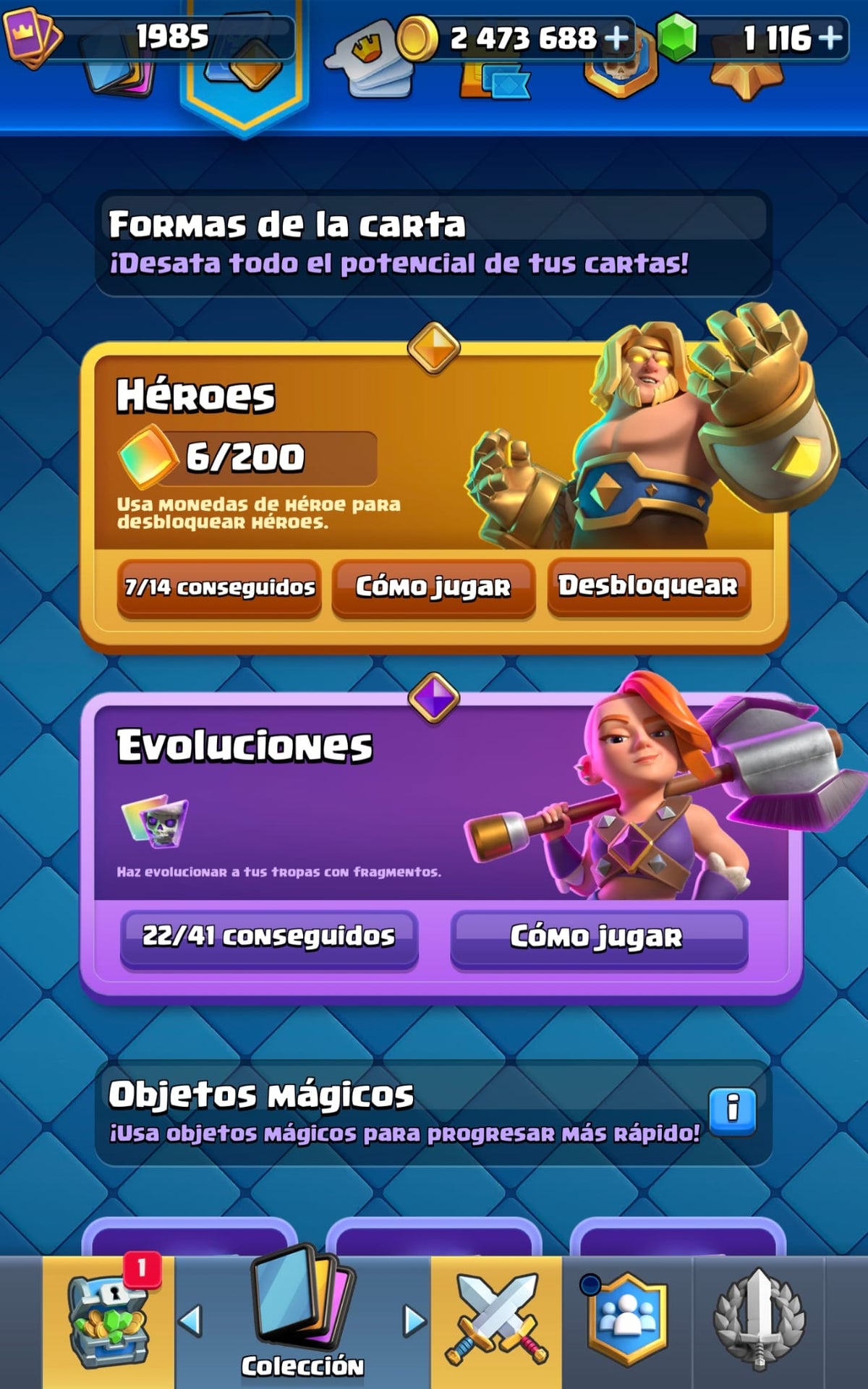 CLASH ROYALE | 1985 CARTAS | 7 HEROES | 22 EVOS | EMOTES VETERANOS
