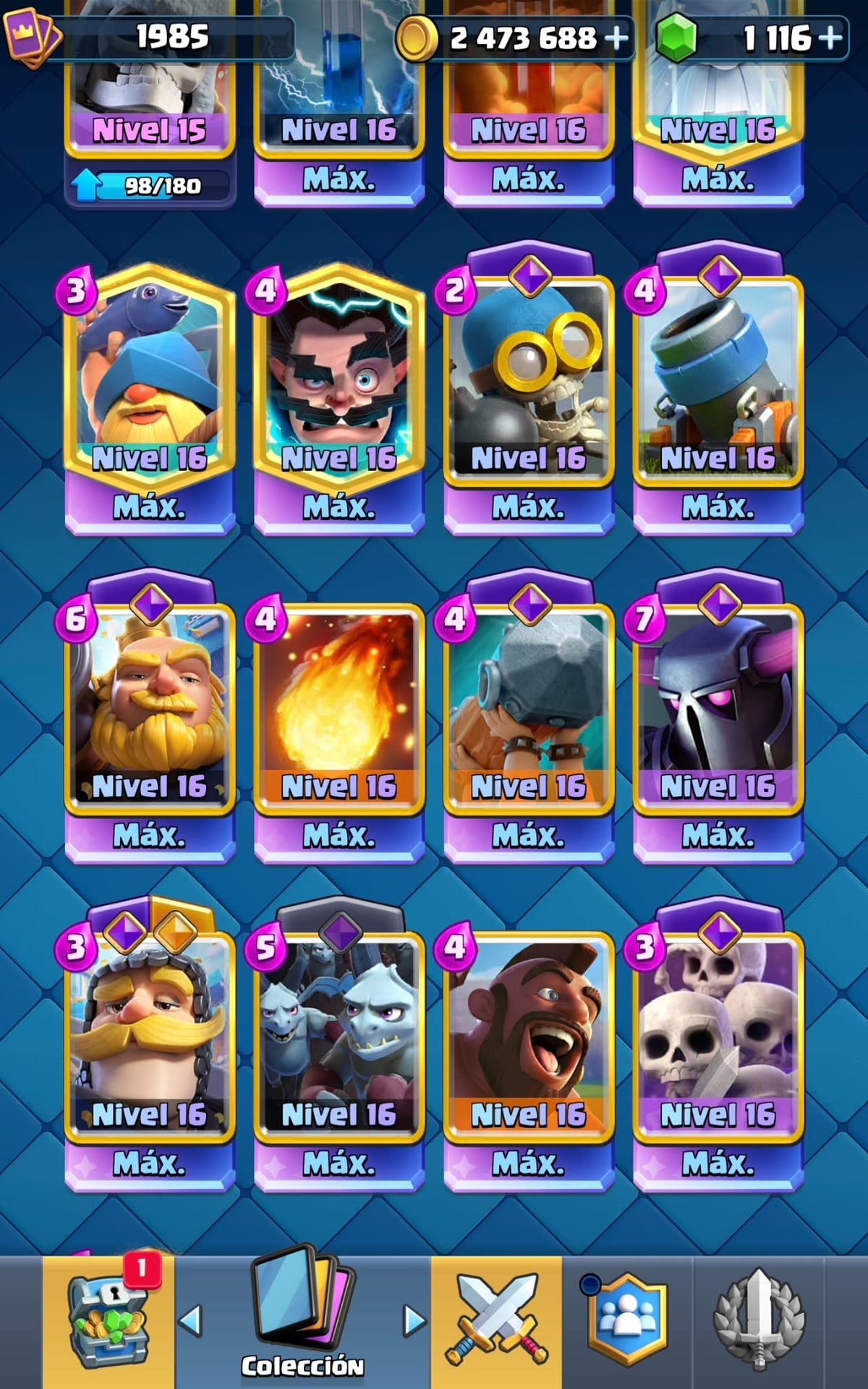 CLASH ROYALE | 1985 CARTAS | 7 HEROES | 22 EVOS | EMOTES VETERANOS